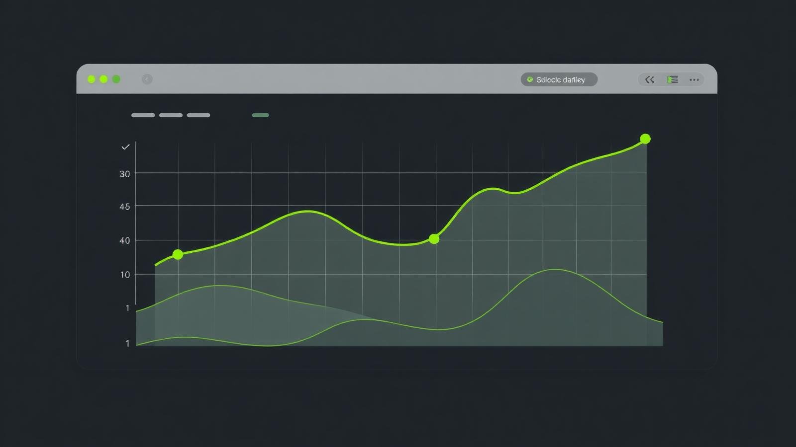 Dark analytics dashboard showing impressions rising while clicks decline
